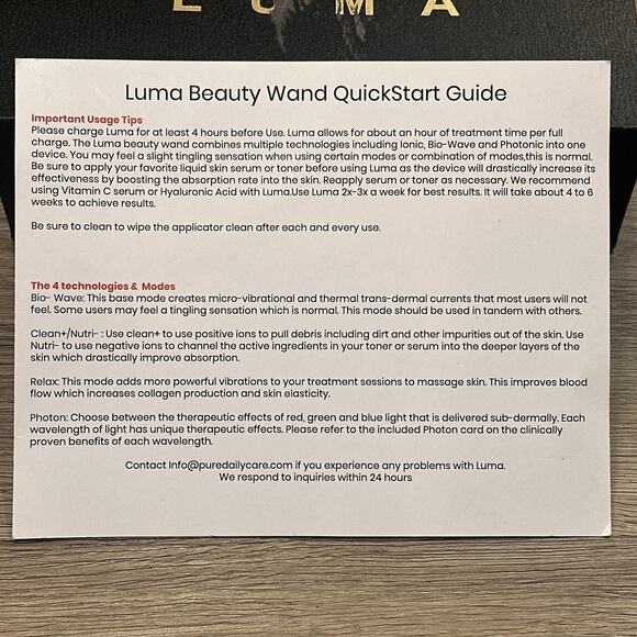 PURE DAILY CARE LUMA Skin Therapy Anti-Aging Wand 4-in-1 Opened box - Picture 9 of 16